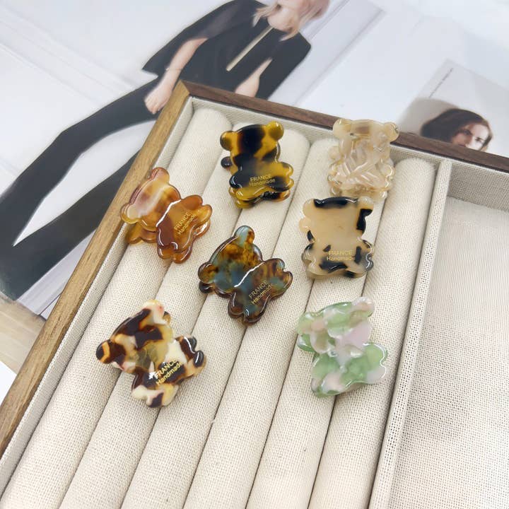 SoapElenGlen - Wholesale Hair Clip - Women's - Adorable Mini Tortoise Shell Bear Acetate Hair Clip13
