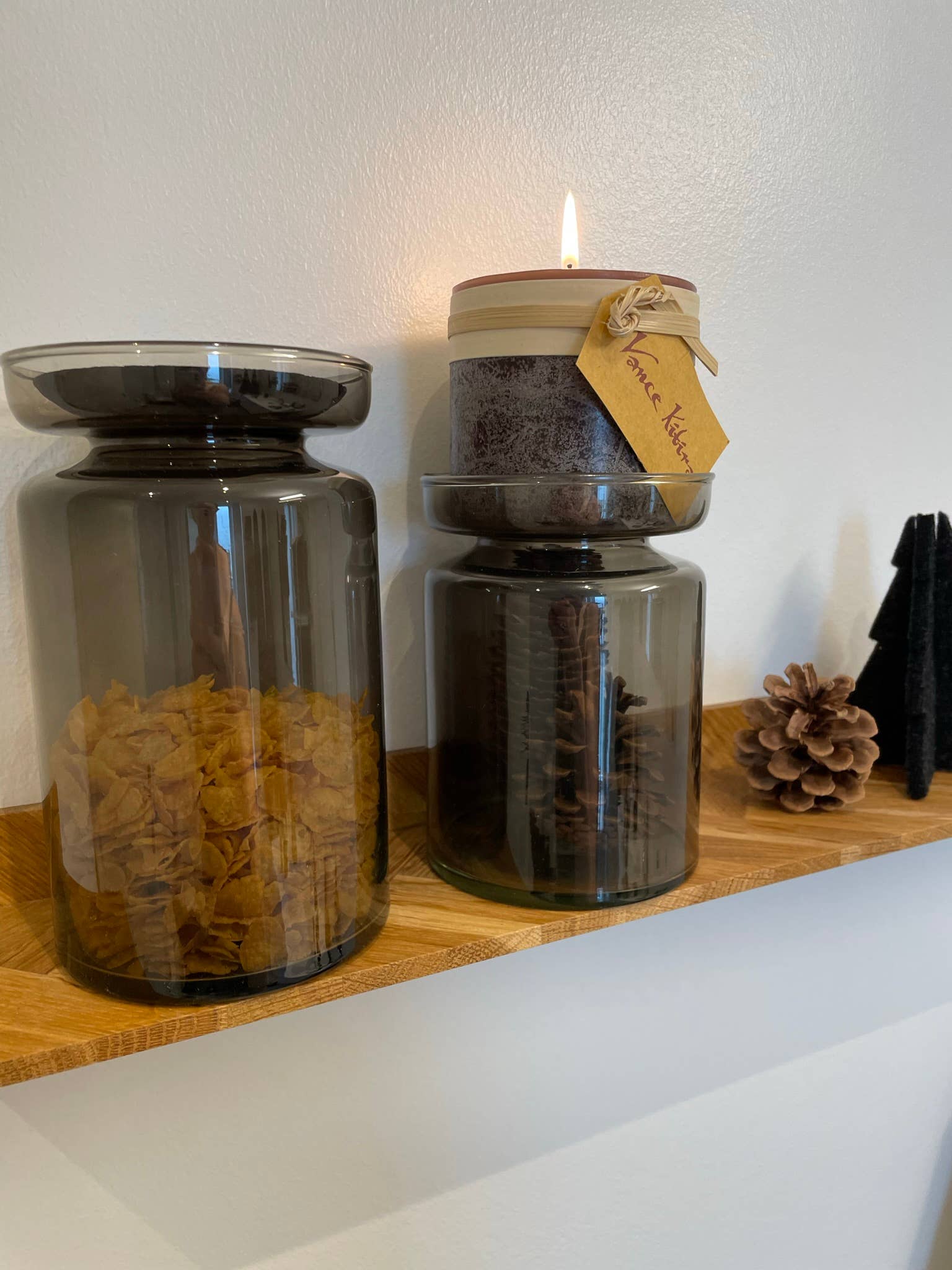 Lübech Living - Venta al por mayor Floreros - Valencia Duo, florero y portavelas en cristal reciclado, color café1