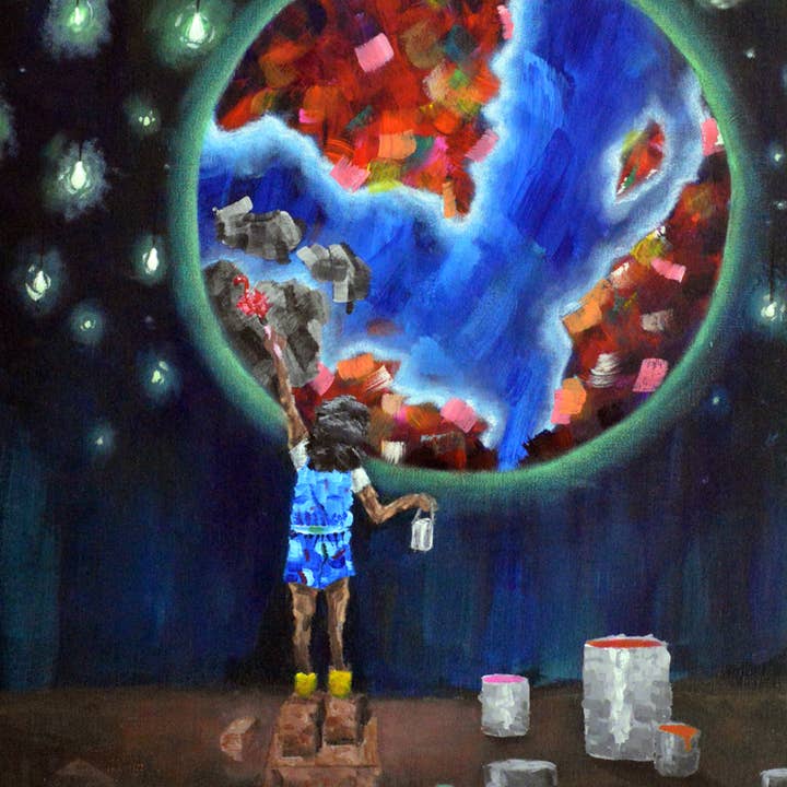 Fantasiosa decorazione murale per cameretta dei bambini che dipinge il mondo per la vendita all'ingrosso da parte di Uncommon Canvas Co