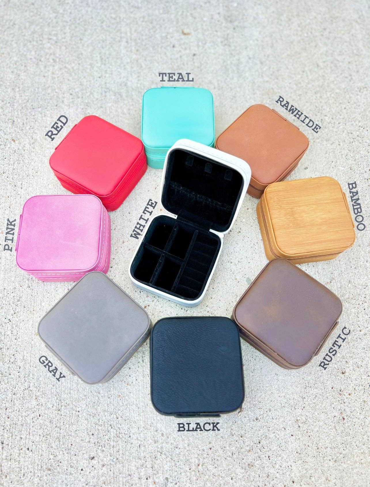 KW Custom Creations - Wholesale Jewelry Box/Organizer - Laserable Leatherette Travel Jewelry Box2