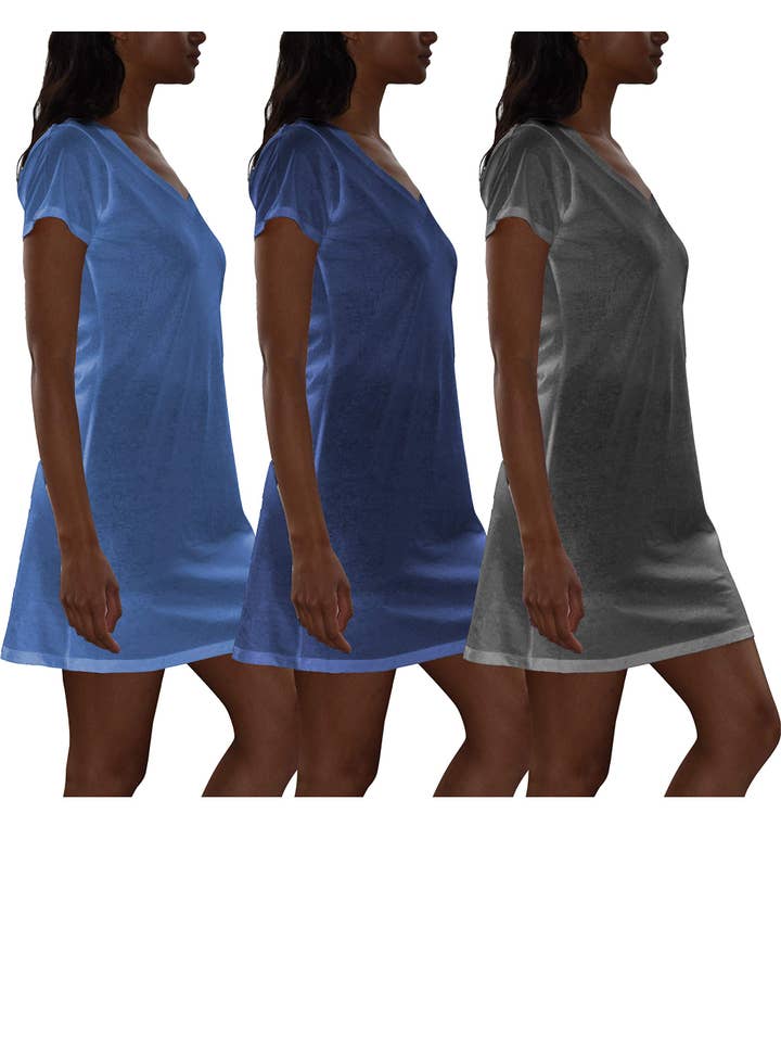 I-Wear Brands - Wholesale Sleepwear Top - Women's - 3 Pack Women's Cotton Short Sleeve Long Sleep Shirt10