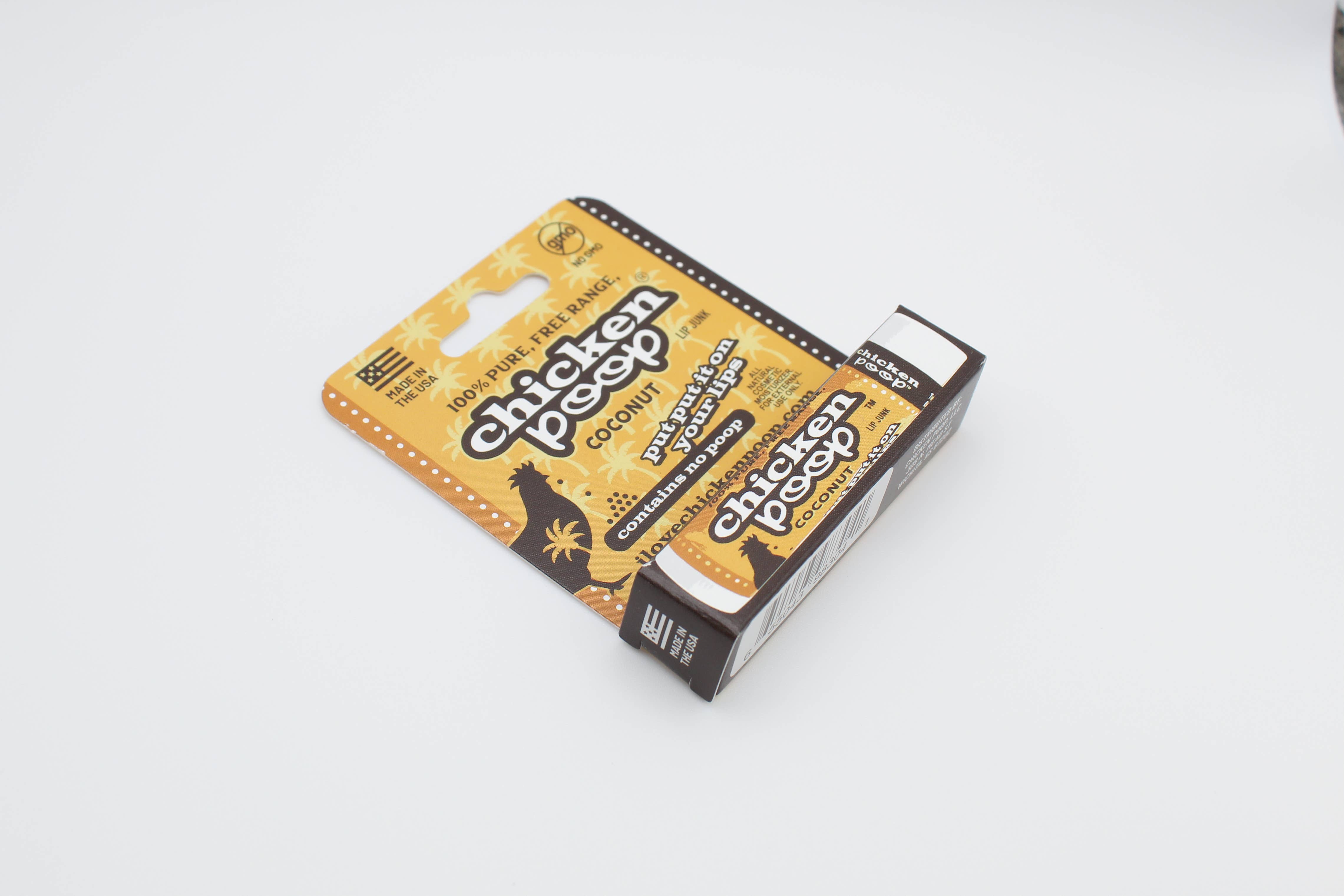 Chicken Poop - Wholesale Lip Balm - Chicken Poop® COCONUT Lip Balm - All Natural, 16ct. HANG TAB4