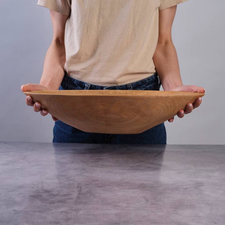 19" Oval Hardwood Bowl for Salad, Table Decor, Hand-Carved for wholesale by Sobremesa
