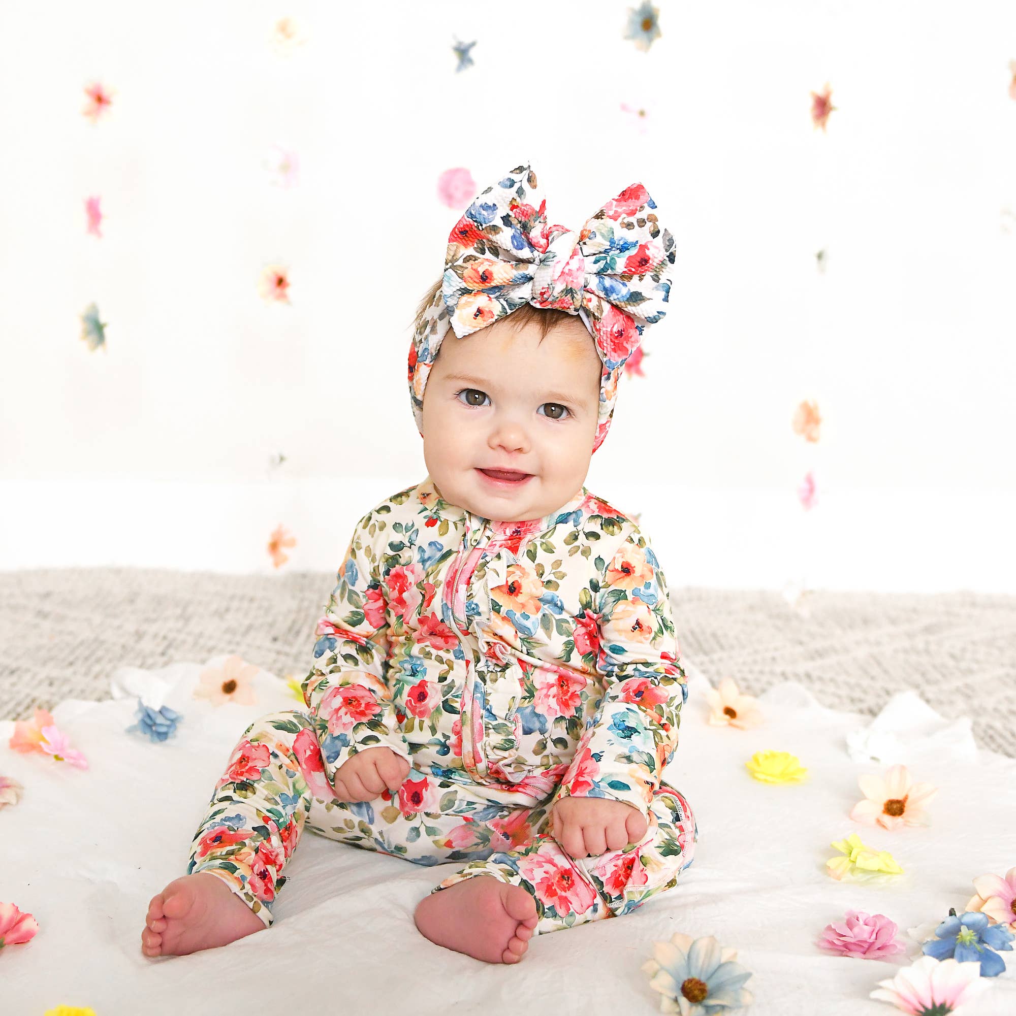 Gigi and Max - Wholesale Jumpsuit - Baby - Nayeli RUFFLE ZIP Bamboo One Piece Floral Baby Clothing14