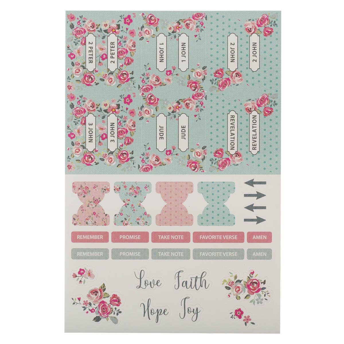 Christian Art Gifts - Wholesale Religious Card - Bible Indexing Tabs Floral Pink & Teal1