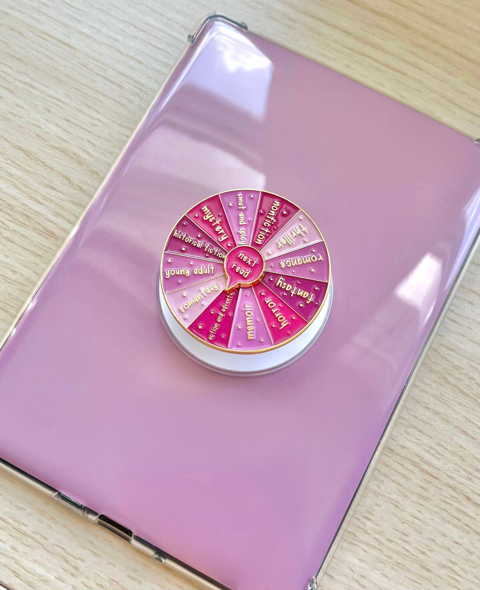 Galloree Designs LLC - Wholesale Phone Grip - Kindle Grip, Pink Book Genre Kindle Grip, Kindle Holder2