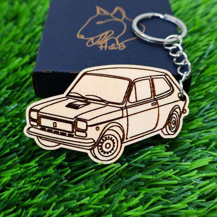 Herbs&Belles - Wholesale Keychain - Unisex - Vintage Car Wooden Colorful Keychain, Classic Automobile3