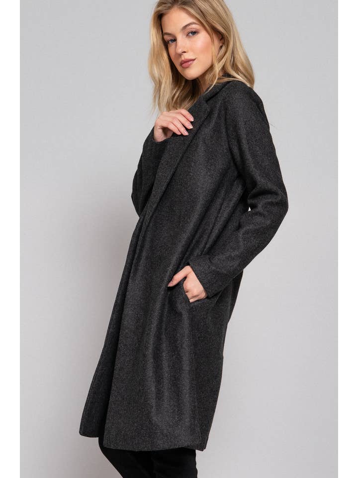 Active Basic | Active USA – wholesale Coat – Women’s – Long Sleeve Open Front Soft Felt Long Coat3