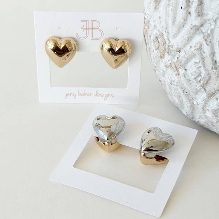 Deela Heart Huggies, MIxed Metal for wholesale by Jeny Baker Designs