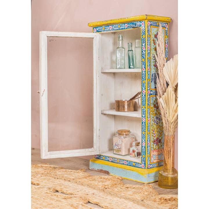 Namaste - Venta al por mayor Armario - Vitrina alta vintage pintada a mano con puerta esmaltada2