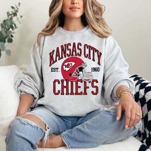 Kansas City Chiefs UNISEX New Crewneck or VNeck Bling Tshirt for