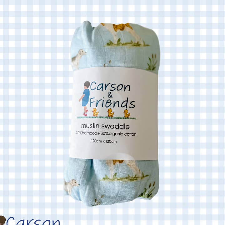 Carson e Amici Mussola Organica Cotone/Bambù Viscosa Swaddle - Cani da Caccia per la vendita all'ingrosso da parte di Carson & Friends