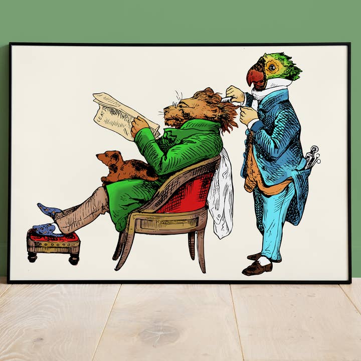 Parrot Postcard Print - Dressed Animals for wholesale by Colette de B.