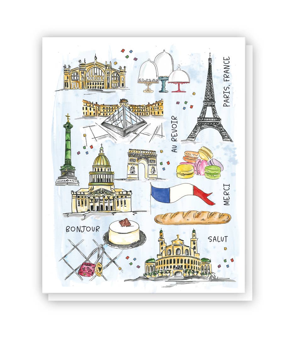 Eight21 Studios + Unique Greeting Cards, Art and Stationery - Wholesale Everyday Greeting Card - Paris Theme French Card, Parisian Travel Lover, Eiffel Tower