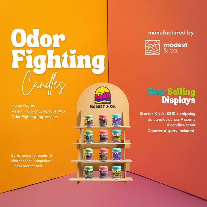 Case of 36 - 9 Scents - Candle Starter Kit w/Counter Display for wholesale by Modest&Co