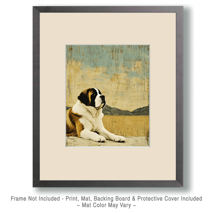 Mowbi - Wholesale Art Print - Relaxing St. Bernard Art Vintage Dog Art Prints - 8"x10" Artwork1
