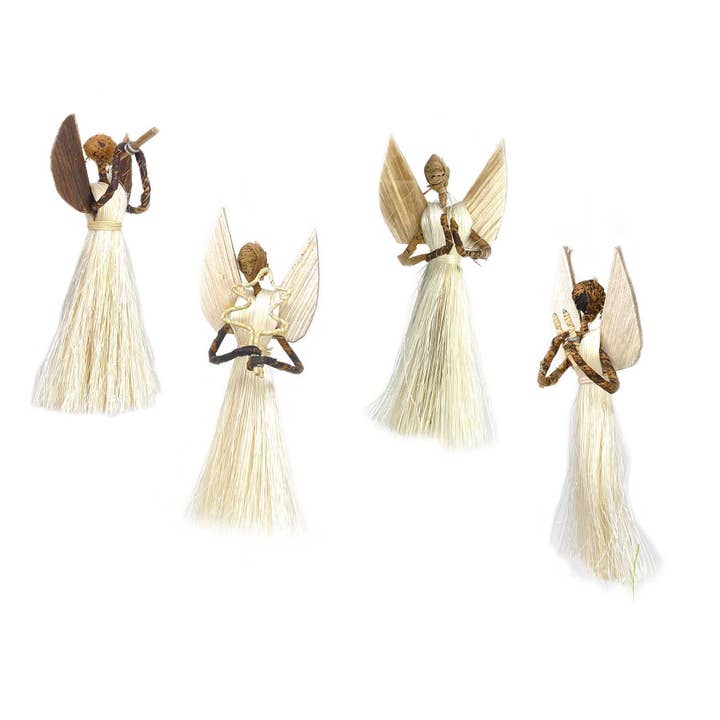 Ensemble de 4 - Ornements d'ange flottants en sisal (3,5 pouces) pour la vente par Global Crafts