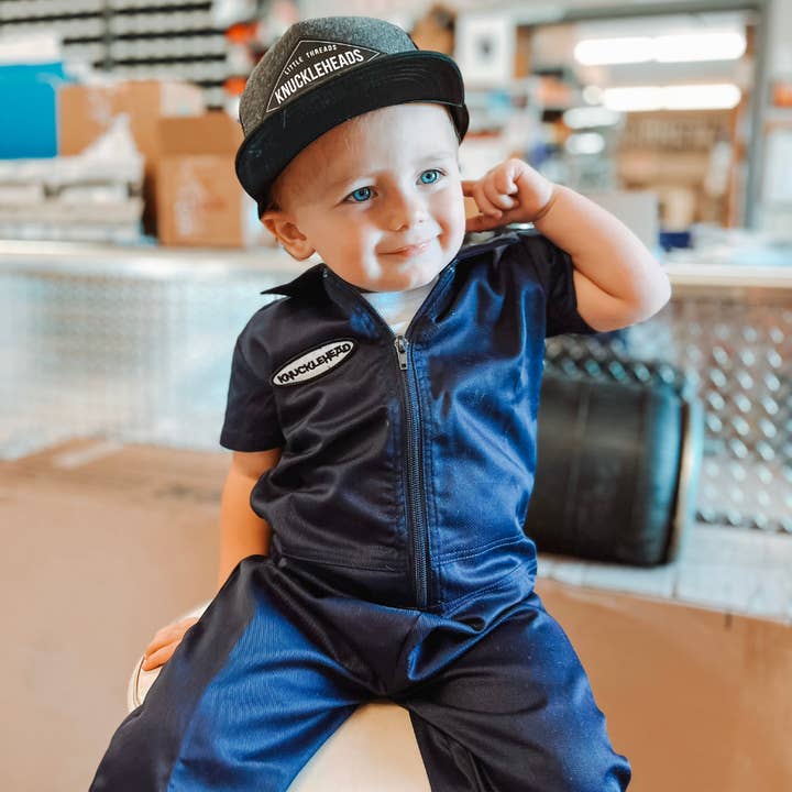 Knuckleheads Infant and Toddler Navy Mechanic Coverall for wholesale on Faire5