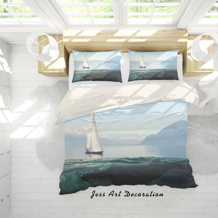 3D Ocean Sailing Scenery Quilt Cover Set Bedding Set Duvet Cover Pillowcases A148 LQH for wholesale by Jess Art Decoration