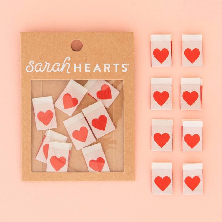 Sarah Hearts - Wholesale Craft Supplies - Red Heart - Sewing Woven Quilt and Garment Labels0