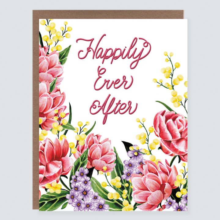 Happily Ever After | Floral Wedding Card for wholesale by Morgan Swank Studio