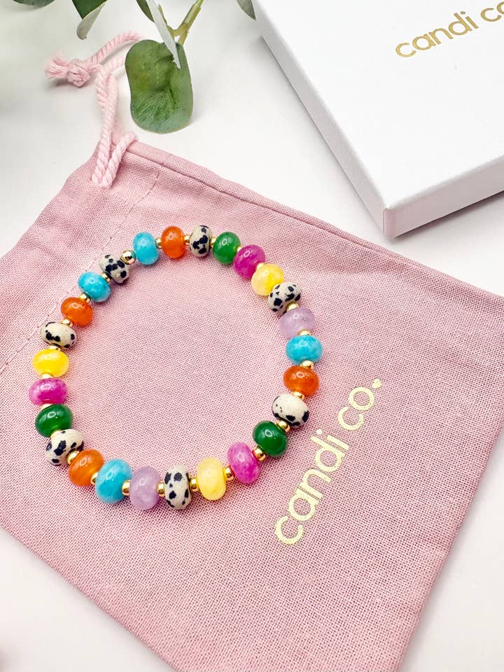 Rainbow Candy Gemstone Beaded Bracelet for wholesale by Candi Co Jewellery