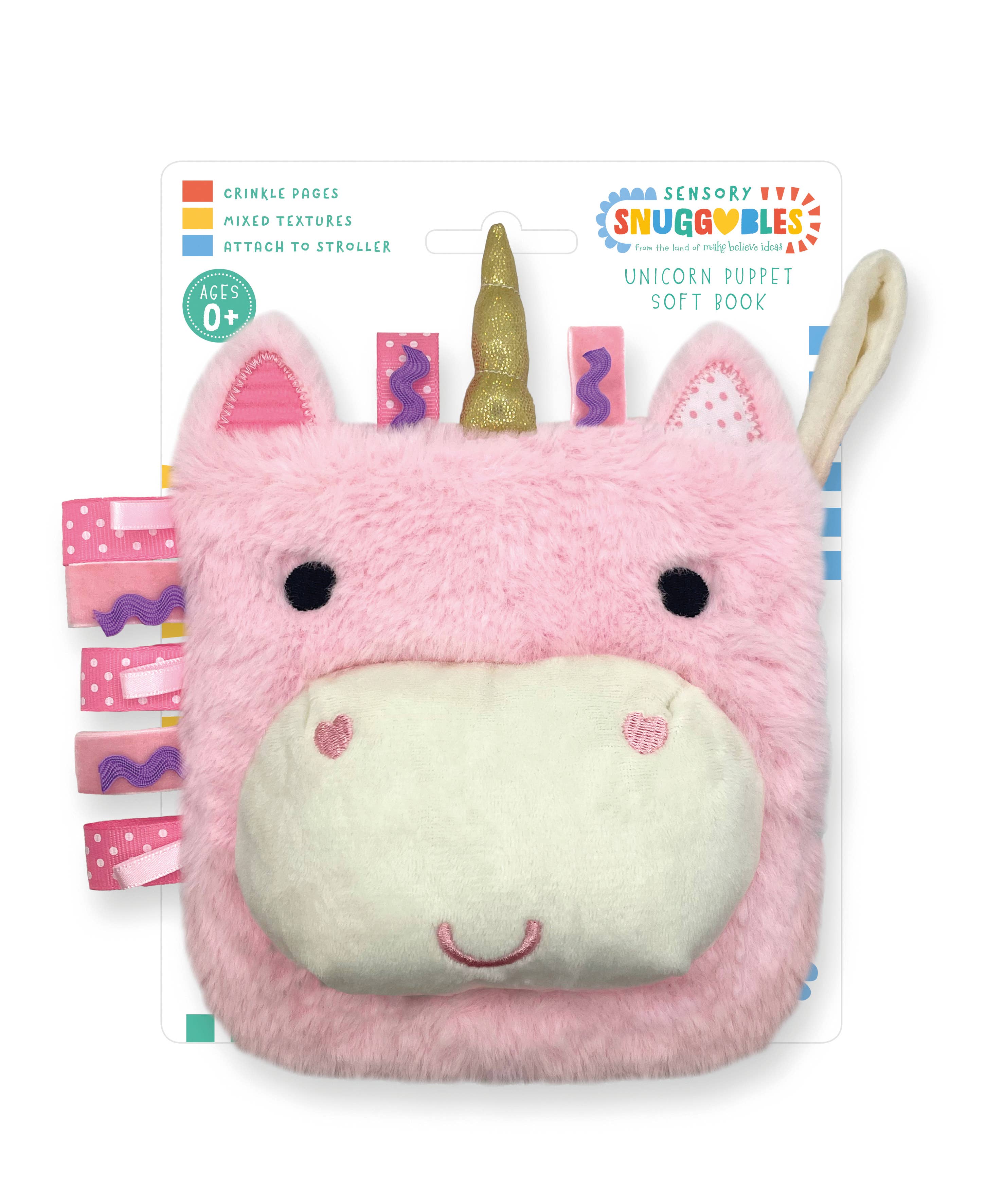 Make Believe Ideas – wholesale Stuffed/plush toy – Kids & baby – Sensory Snuggables Unicorn Puppet Soft Book1