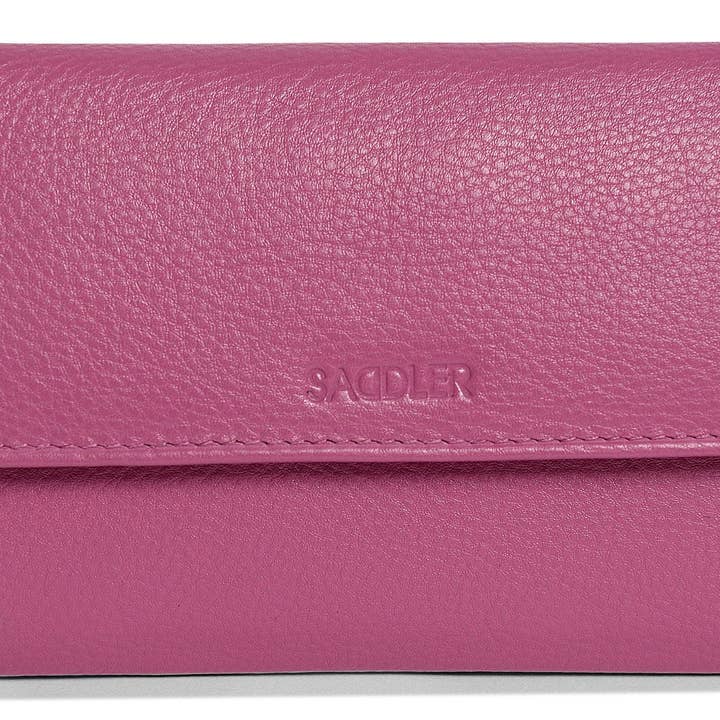 SADDLER – wholesale Wallet – Women's – SADDLER CLAIRE Long Leather Trifold Purse - 18 Card Slots, Dual Zip Pockets, and Note Sections - RFID Protected