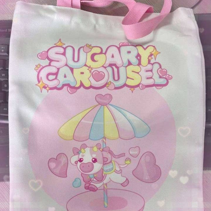 Sac fourre-tout en toile Sugary Carousel pour la vente par Sugary carousel