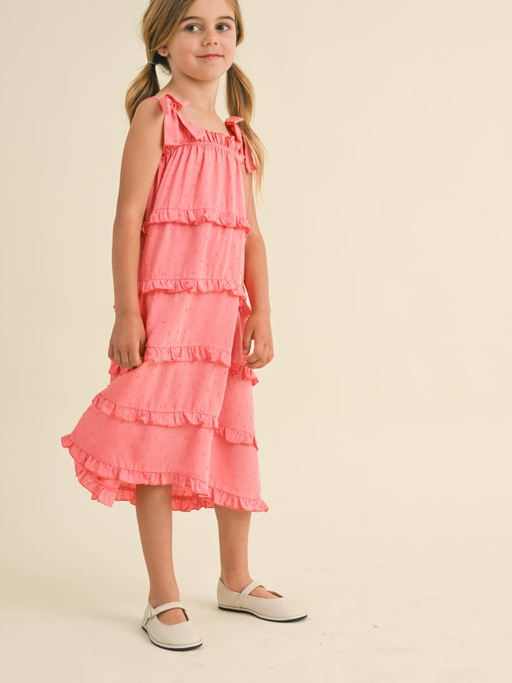 heart and arrow - Wholesale Dress – Kids - TWEEN KIDS GIRLS WOVEN TIERED MIDI DRESS (4-6X)1