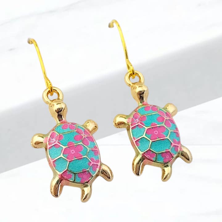 Pendientes de tortuga de oro, pendientes costeros, joyas naturales para venta al por mayor de Piccadilly Pendants