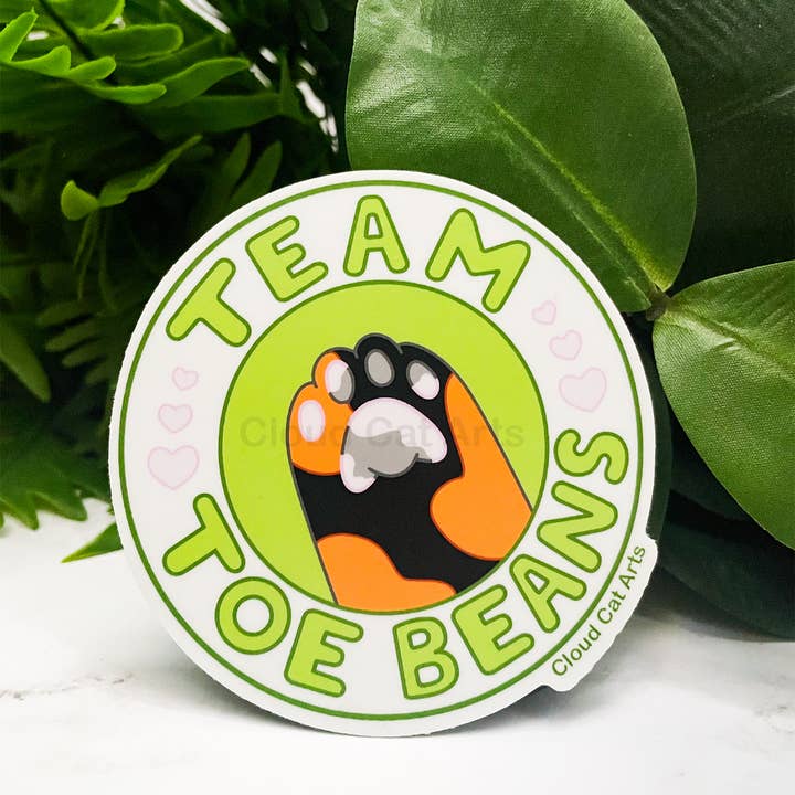 Cloud Cat Arts - Wholesale Sticker - Team Toe Beans - Cat Paw - Vinyl Sticker, weather resistant4