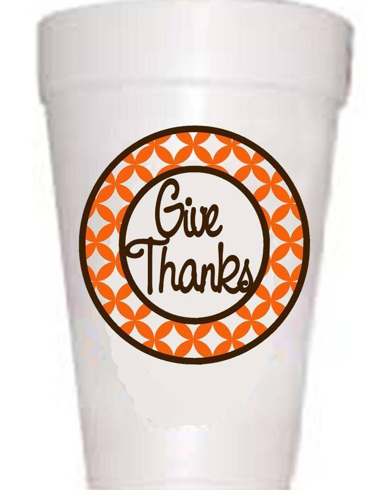 Give Thanks Thanksgiving Cups for wholesale by Preppy Mama