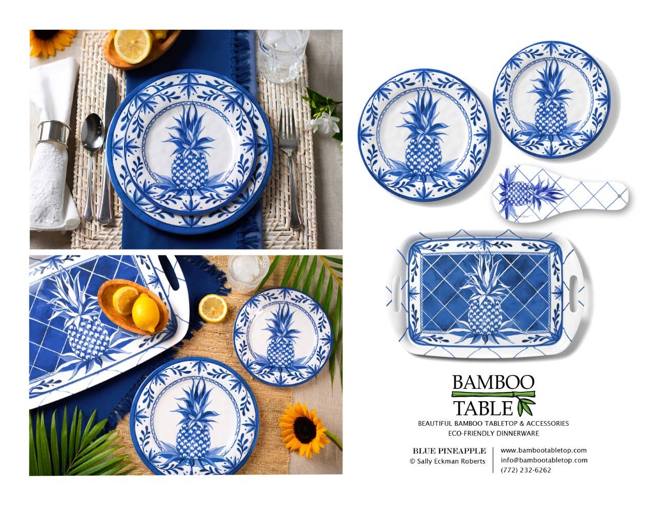 Bamboo Table - Wholesale Dinner Plate - Blue Pineapple Bamboo Plate Collection10
