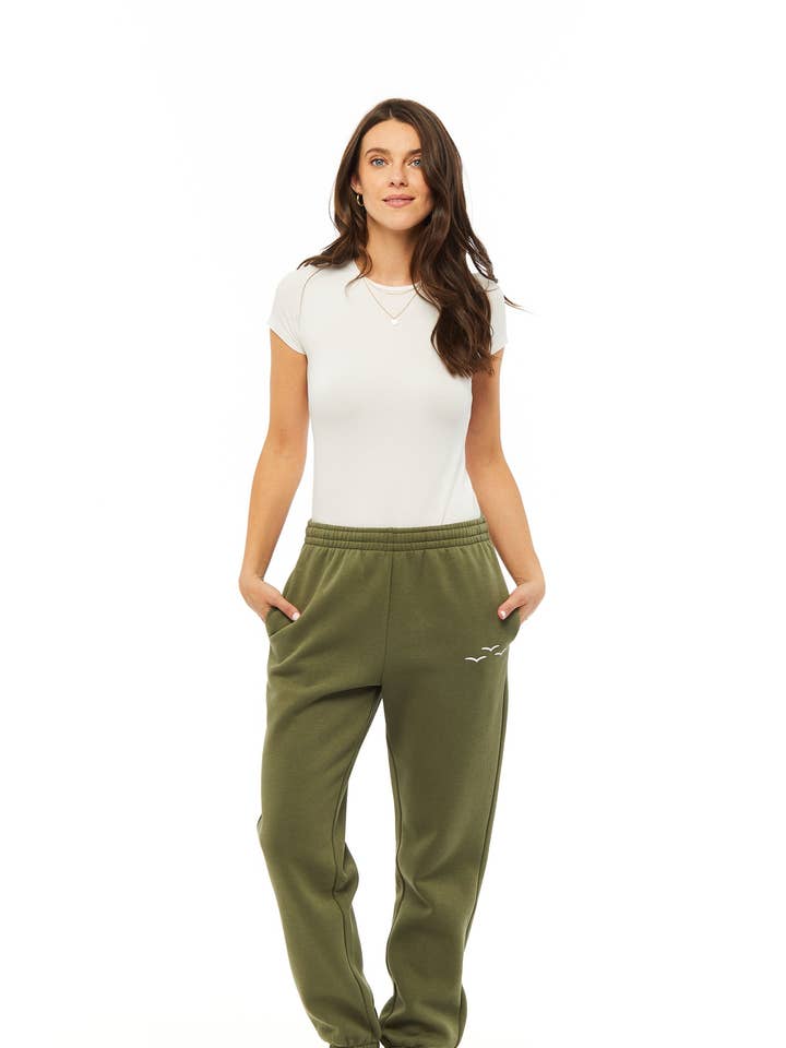 Nova premium fleece avslappnade sweatpants i oliv för wholesale av Lazypants