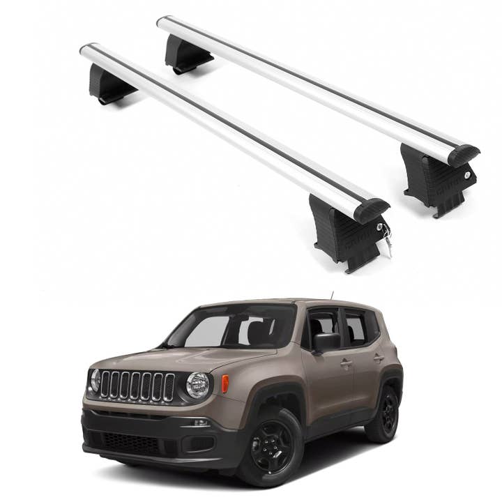 Barres de toit transversales ERKUL pour JEEP RENEGADE 2015-2023 toit nu aluminium argenté pour la vente par Erkul Auto USA