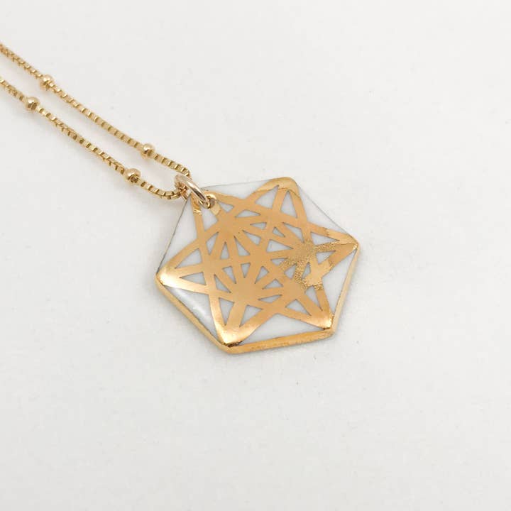geometric hexagon necklace for wholesale by Remnant Studios