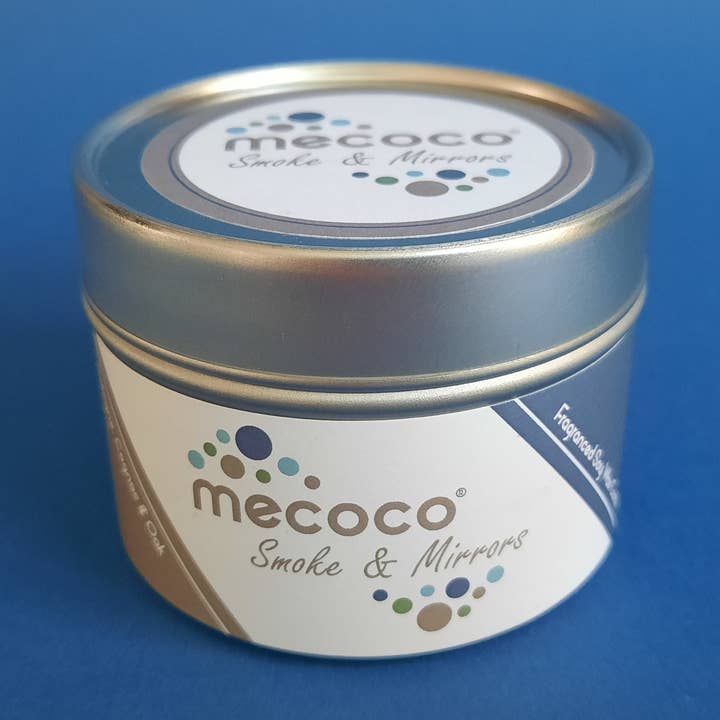 Smoke & Mirrors / Smokey, Whisky & Cologne, Grey Scented Soy Wax Candles for wholesale by Mecoco Ltd