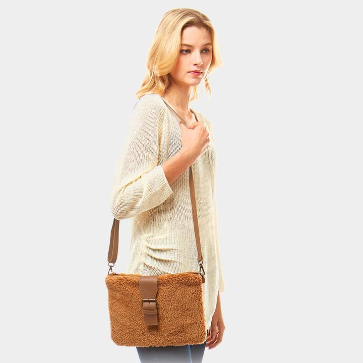 Sensibling Corp. - Wholesale Crossbody Bag - Women's - Sherpa Fleece Belt Crossbody Bag