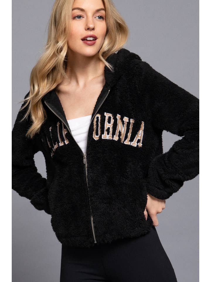Active Basic | Active USA - Wholesale Fur/faux fur coat – Women's - Long Sleeve California Embroidery Hooded Faux Fur Jacket10