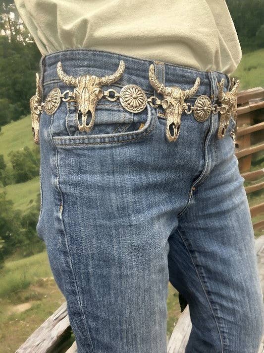 CINTURÓN WESTEN STEERHEAD CONCHO MIX para venta al por mayor de Andrea Bijoux