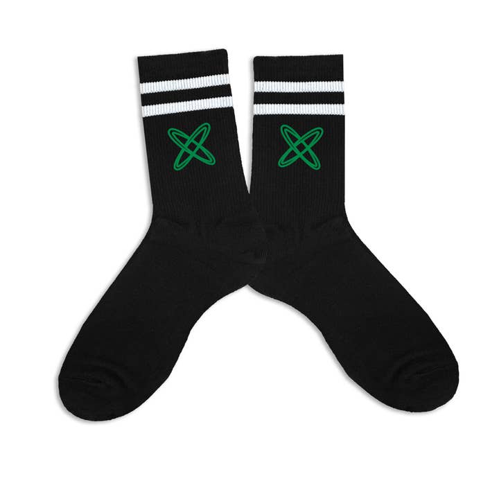 Sockprints - Wholesale Socks - Unisex - Custom Printed Black White/Stripe Ribbed Crew Socks6