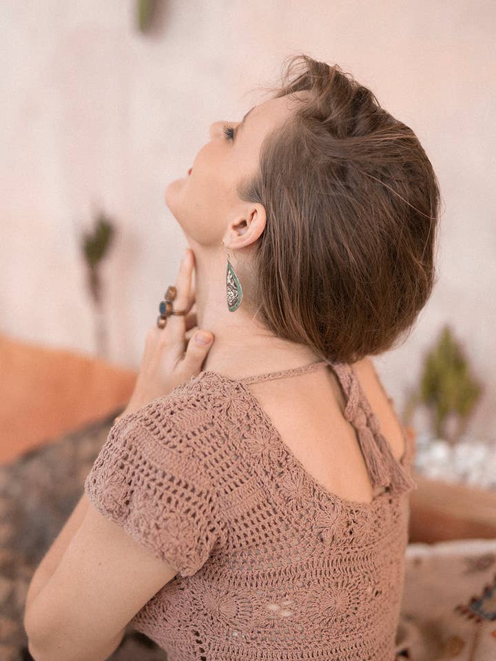 Norah Crochet Crop Top - Rose Smoke for wholesale by Tulle and Batiste