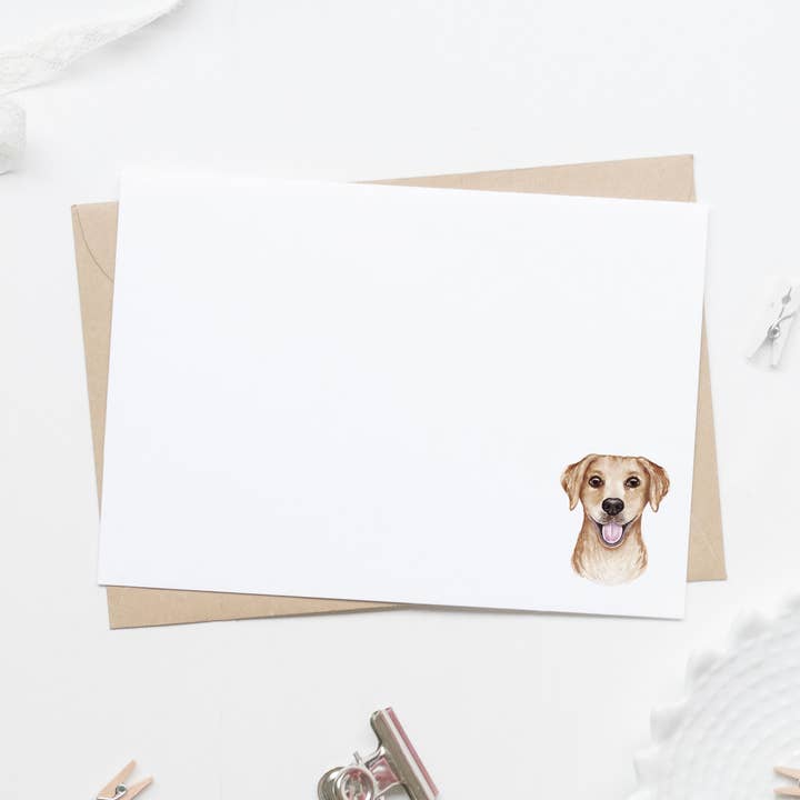 Set of 20 Labrador Retriever Dog Lover Stationery Flat Card for wholesale by Lilly Belle Paperie