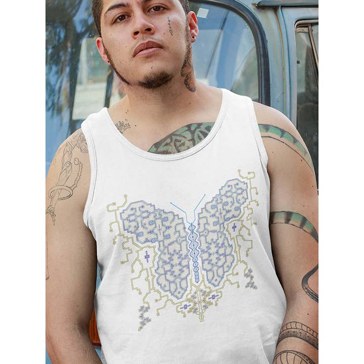 Shipibo Butterfly Lavet På Ordre Mænd Tank Top - Hvid for engroshandel hos symbolika
