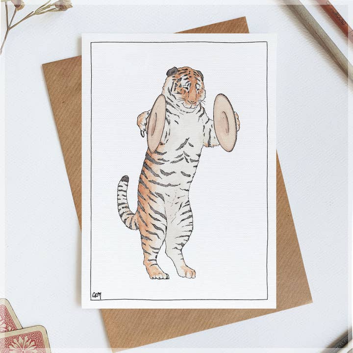 The Tiger Everyday Greeting Card by Avi Gray for wholesale by Erlenmeyer
