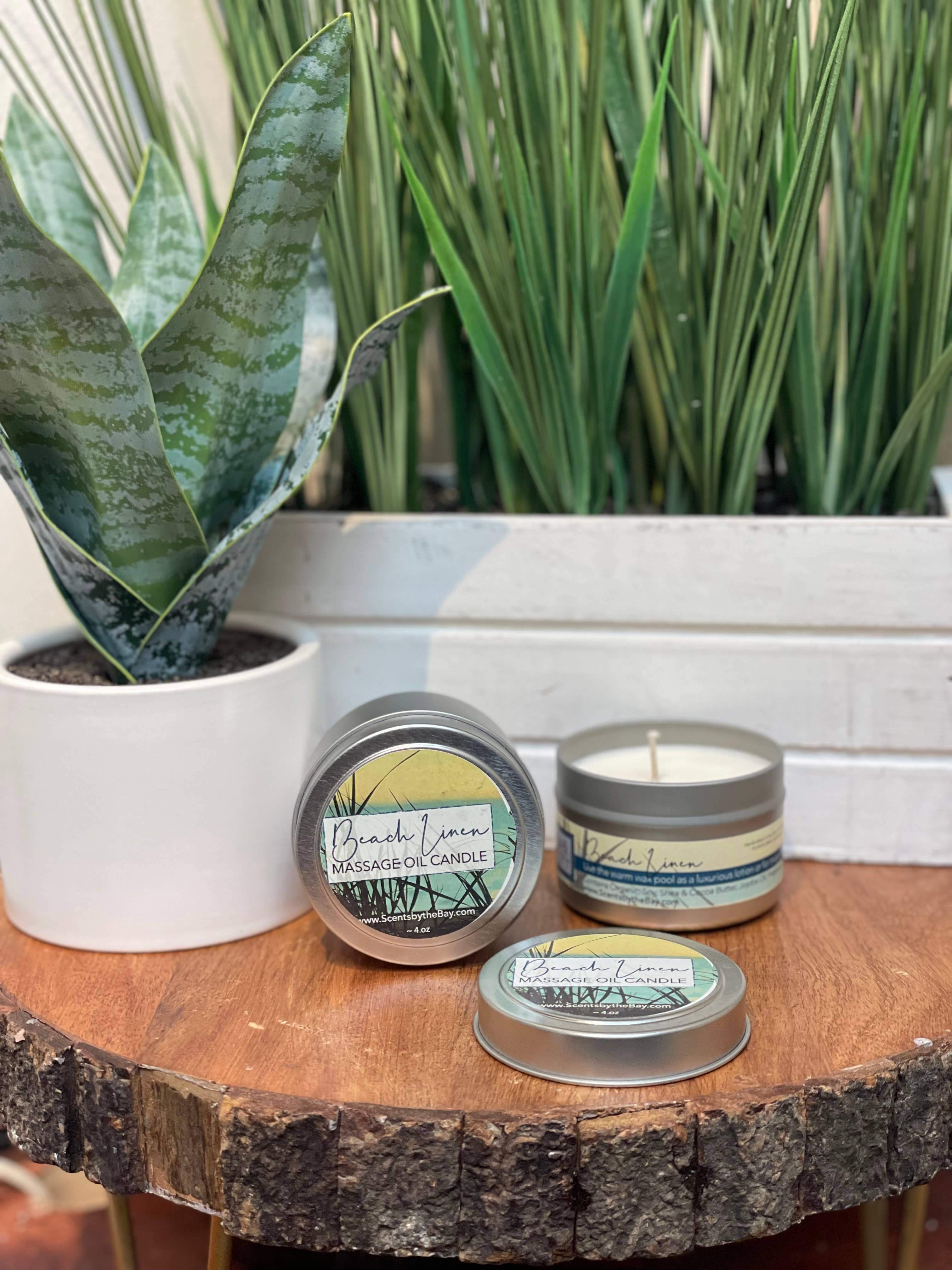 Scents by the Bay - Wholesale Travel Candles - 4 oz Travel Tin: Organic Massage Oil Candle1