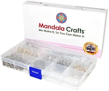 Mandala Crafts - Vente Outil de bricolage - Mandala Crafts Kit de rivets et outil de pose pour cuir, tissu, vêtements avec clous décoratifs en métal3