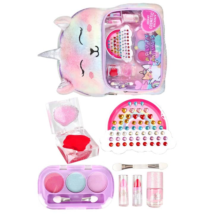 Cap Zone - Wholesale Kids Makeup - Kids - Unicorn Kitty Blam Beauty Makeup Kit Backpack