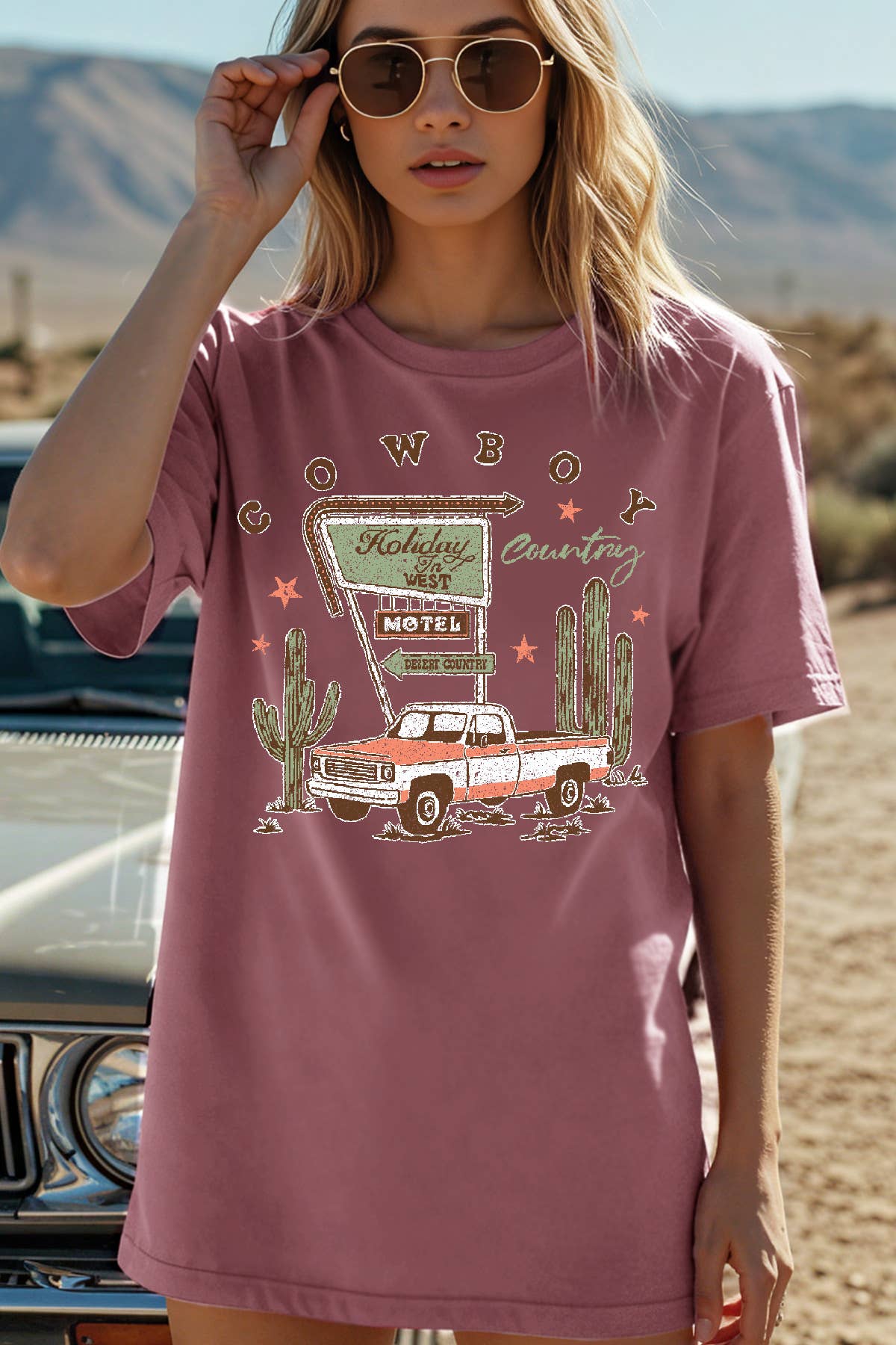 Amused by Blue - Wholesale Screen Printed T-Shirt - Women's - Women Country Graphic Print Short Sleeve Solid Top4